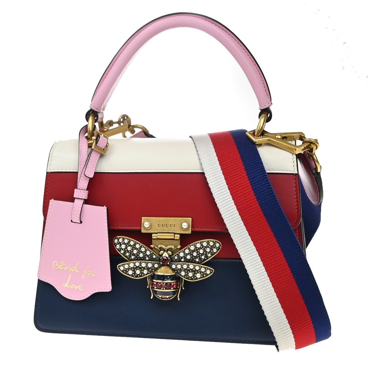 GUCCI Bee Queen Margaret Logo 2way Shoulder Hand Bag Leather GHW Italy 29RL718