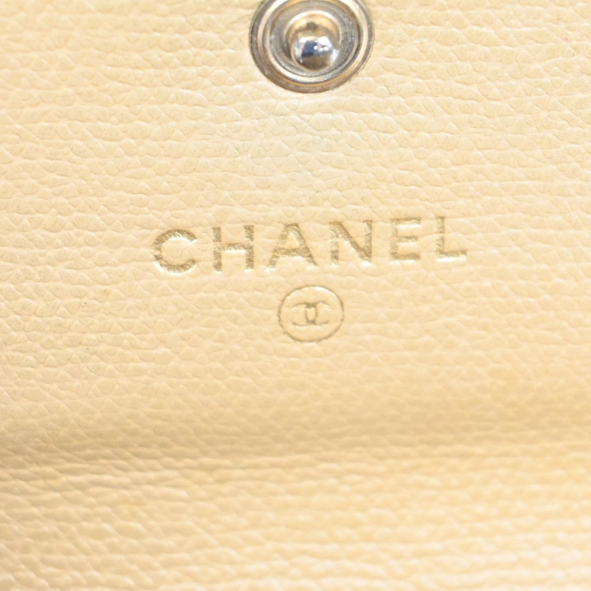 CHANEL CC Logo Trifold Compact Wallet Leather Beige GHW Italy 60KB352
