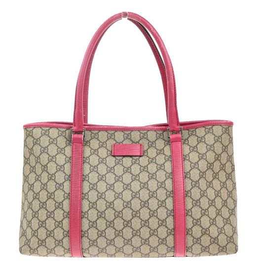 8.Live GUCCI GG Pattern Shoulder Hand Bag Supreme Leather Beige Pink 36MA427