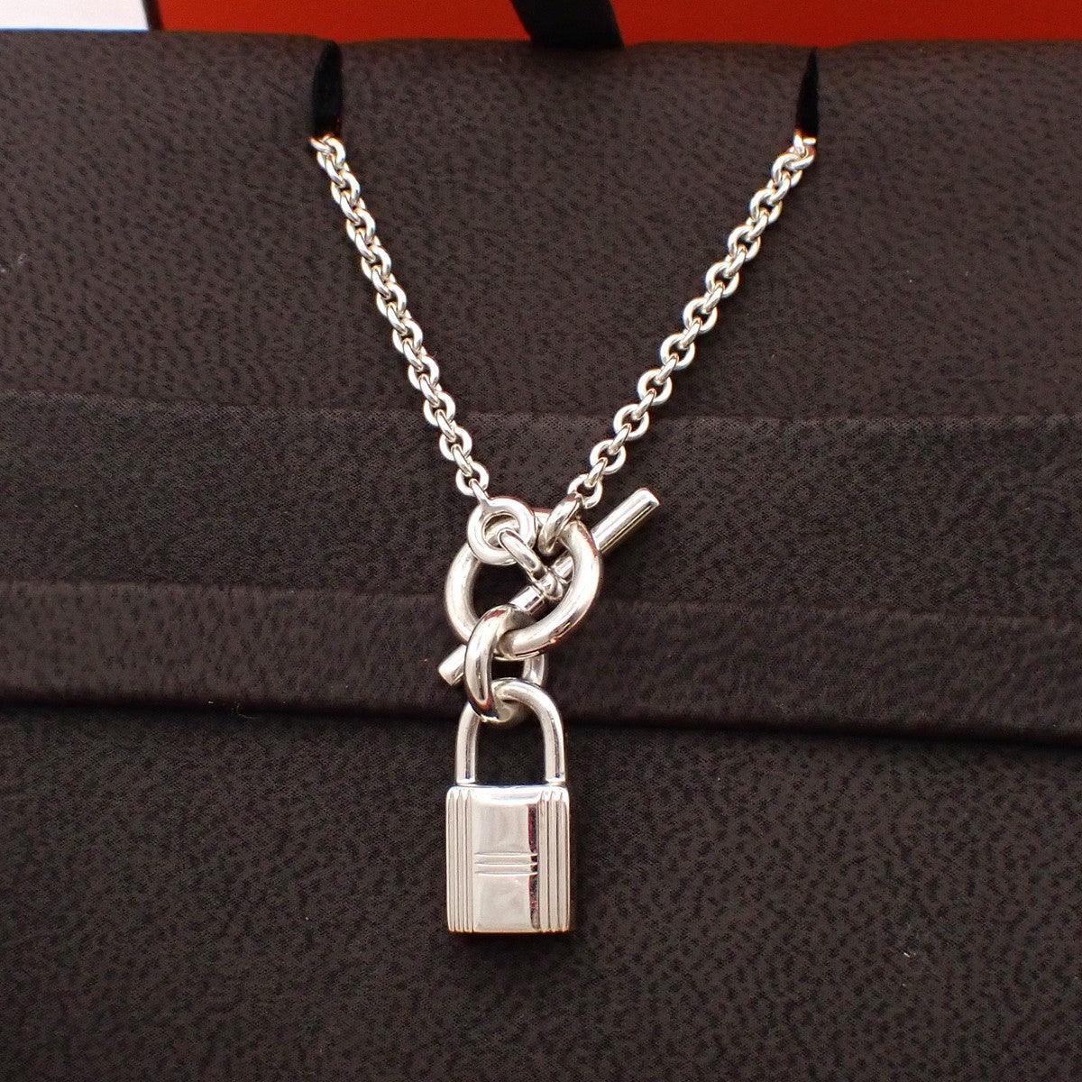 HERMES Logo Amulet Cadena Chain Necklace Pendant silver 925 France 72LC618