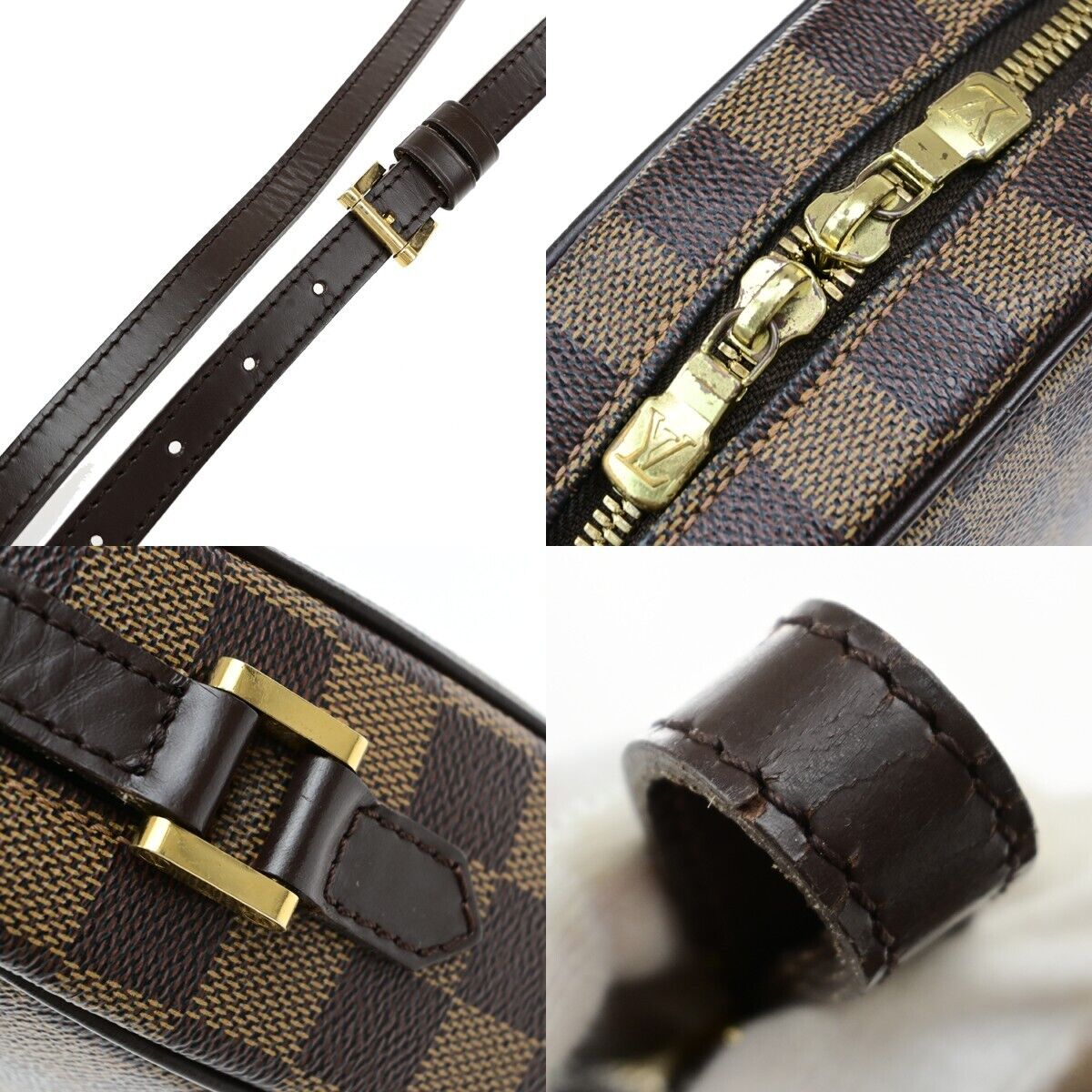 LOUIS VUITTON Ipanema PM Shoulder Bag Damier Ebene Leather Brown N51294 21EE034