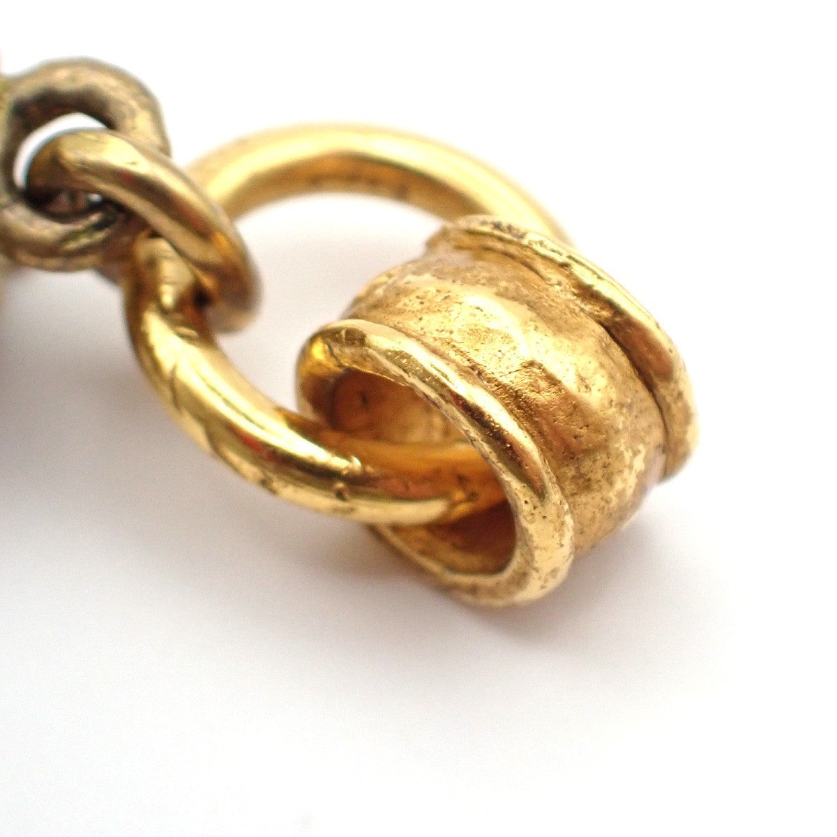 CHANEL CC Logo Clover Earrings Clip-On 94 P Gold Black Vintage France 64KP352