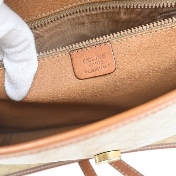 CELINE Logo Macadam Pattern Shoulder Bag PVC Leather Brown Italy 02KC764
