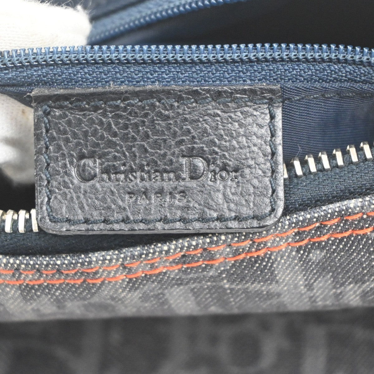 CHRISTIAN DIOR Trotter Flight Line Shoulder Bag Denim Canvas Leather BE 41RL890