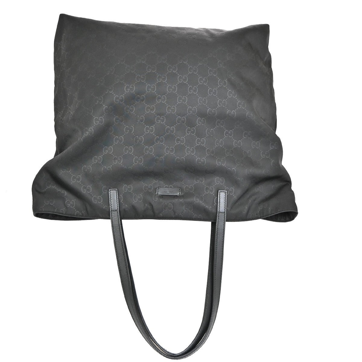 GUCCI GG Logo Pattern Shoulder Tote Bag Nylon Leather Black Italy GHW 61TA275