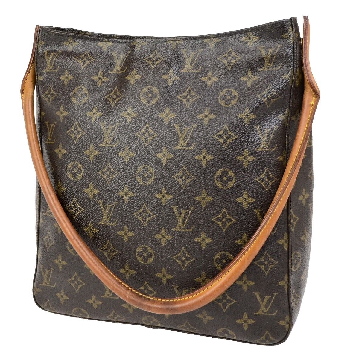 LOUIS VUITTON Looping GM Shoulder Bag Monogram Leather Brown M51145 34FB292