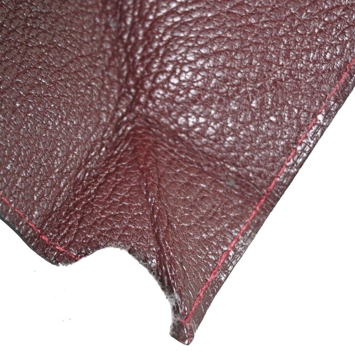 HERMES Logo Le Van Quatre Coin Case Wallet Leather Bordeaux France 01FA303