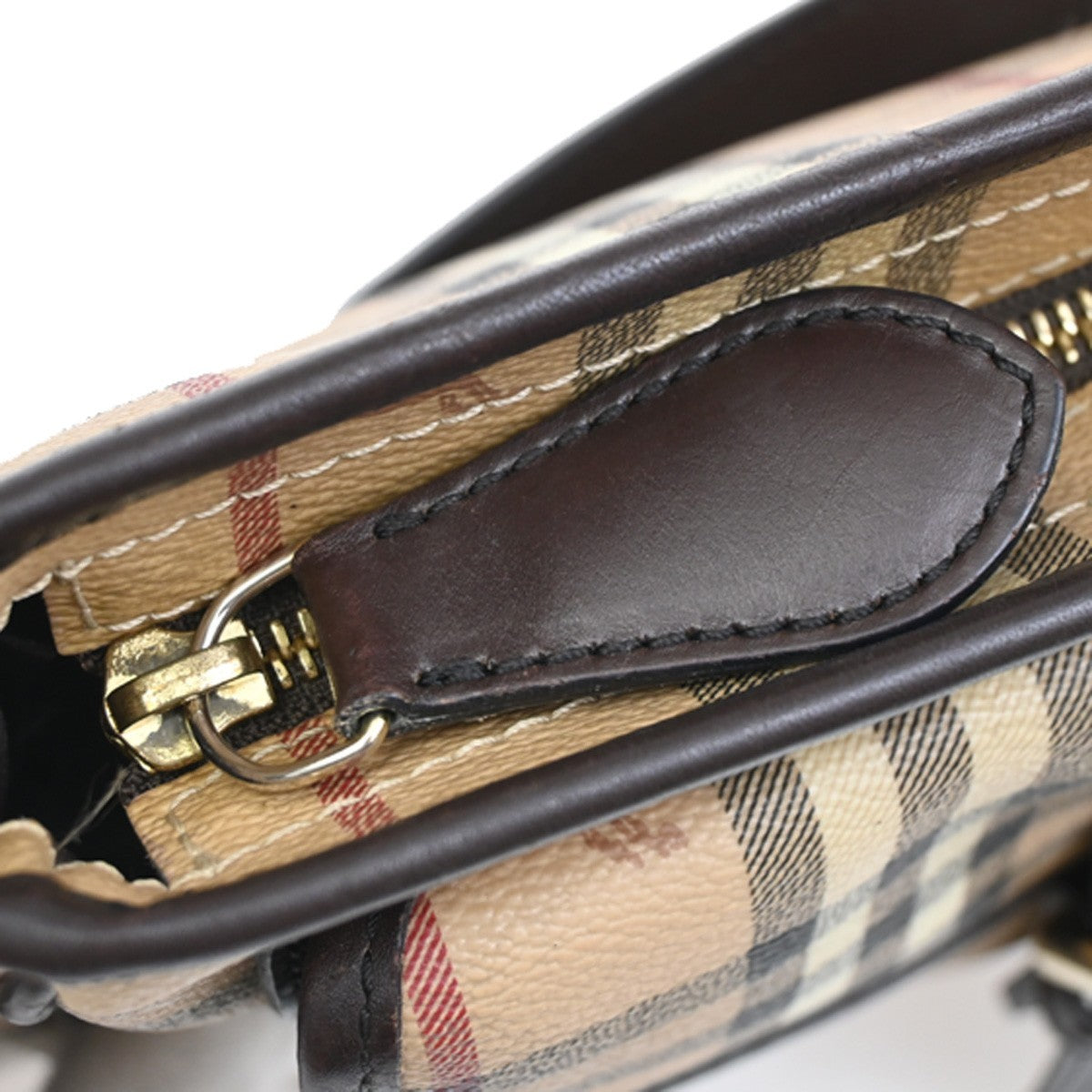 BURBERRY Logo Nova Check Shoulder Bag PVC Leather Beige Black GHW Italy 32DA066