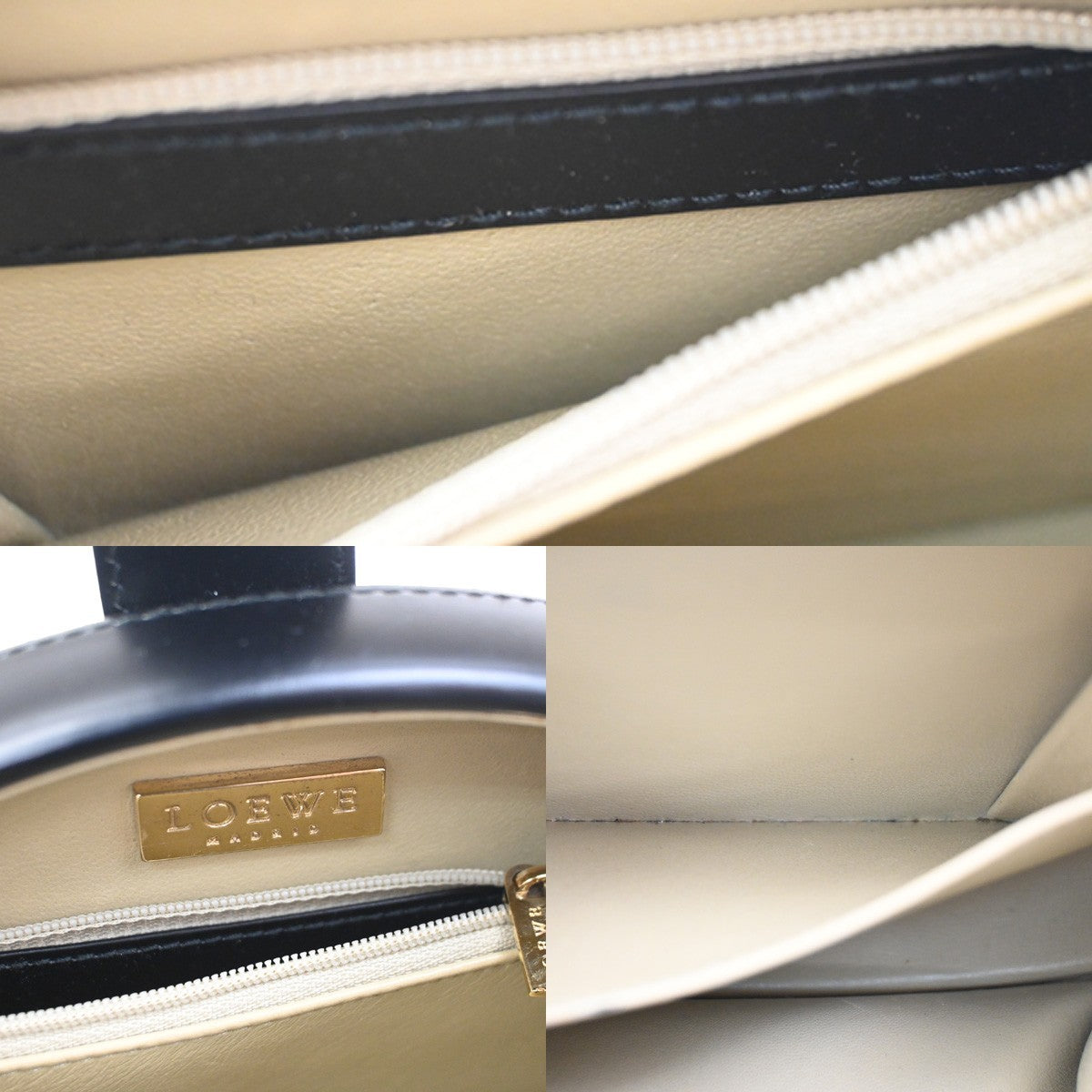 LOEWE Logo Anagram Round Hand Bag Leather Black Spain GHW 25RL940