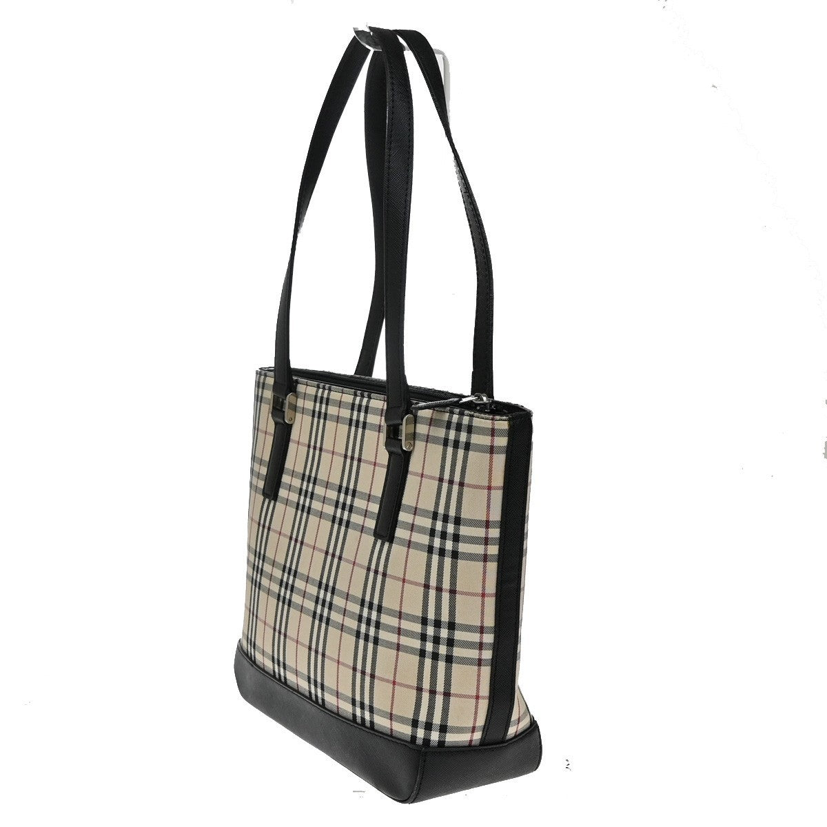 BURBERRY Logo Nova Check Shoulder Tote Bag Canvas Leather Beige Black 83RL399