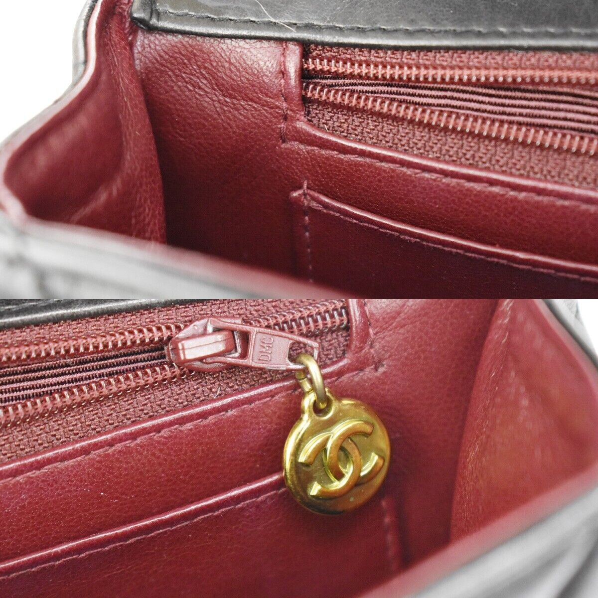 CHANEL CC Matelasse 25 Hand Bag Leather Black Gold France Vintage 759LC173