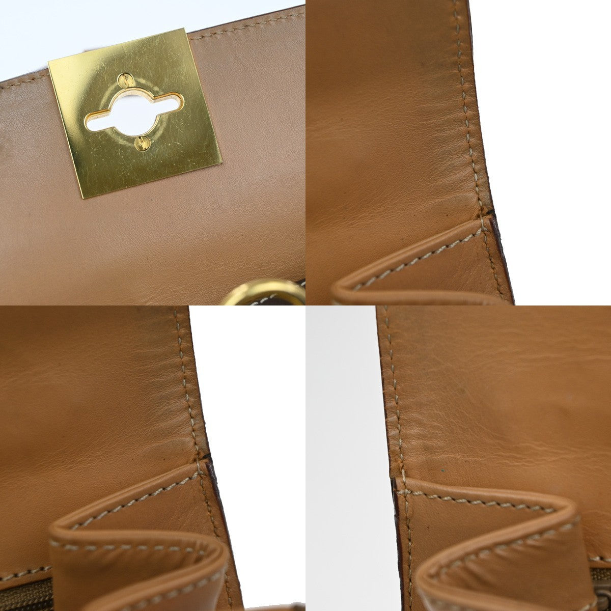 CELINE Logo Macadam Pattern Hand Bag PVC Leather Brown Beige GHW Italy 35MA546