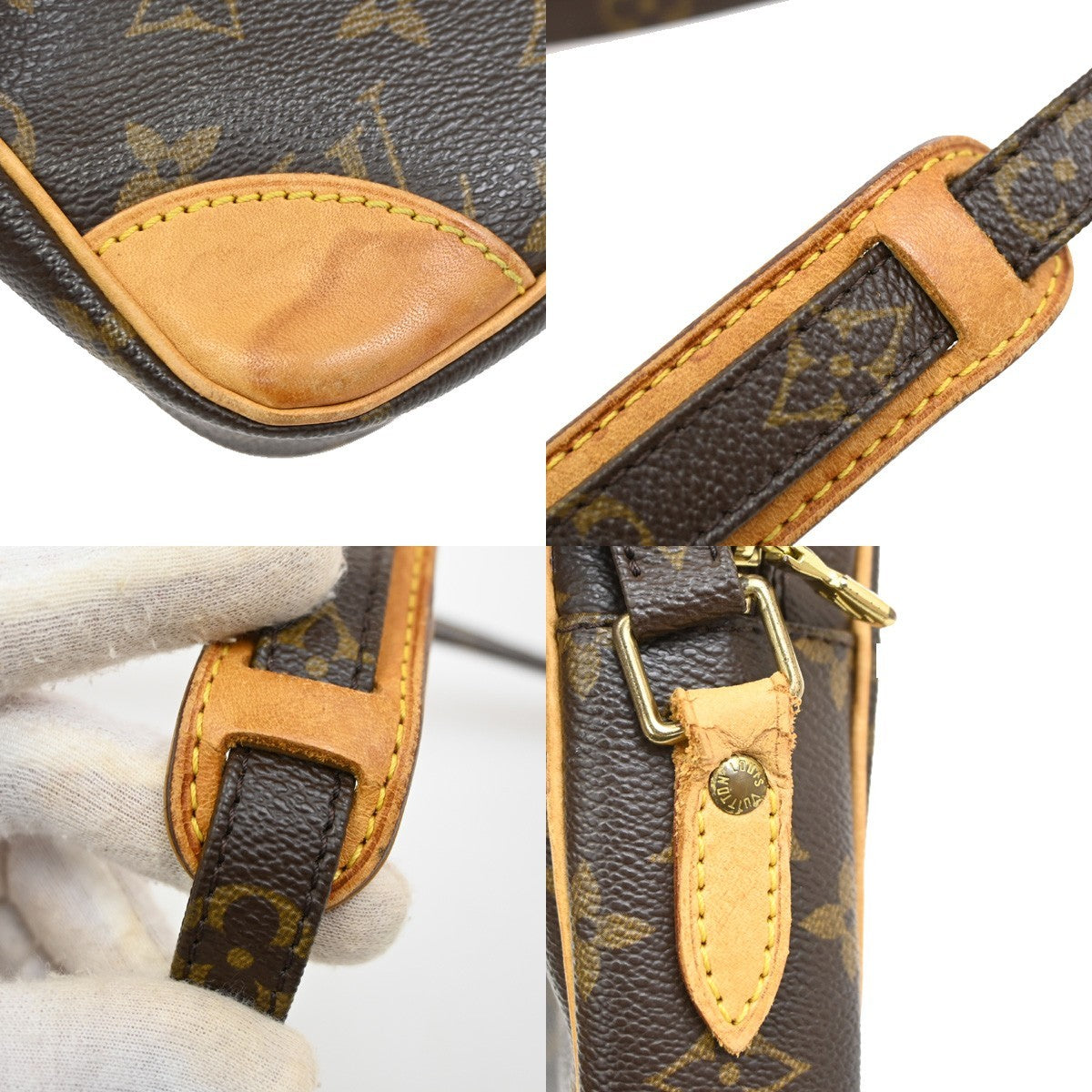LOUIS VUITTON Danube Shoulder Bag Monogram Leather Brown France M45266 86DA237