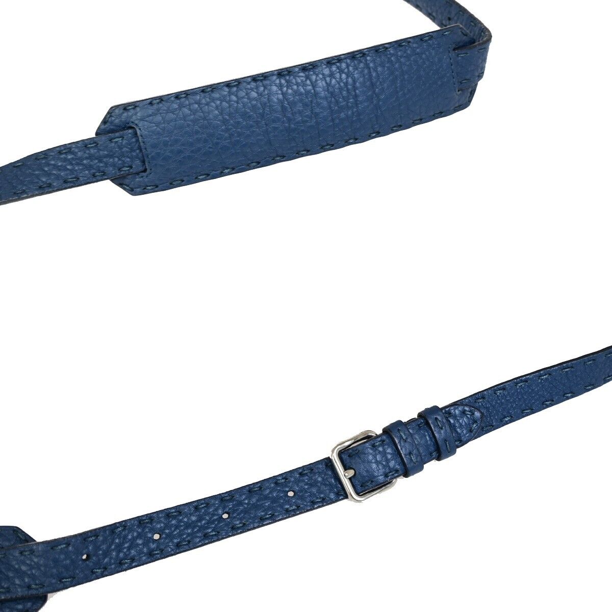 FENDI Logo Anna Selleria Bucket Shoulder Bag Leather Blue Italy 83FB186