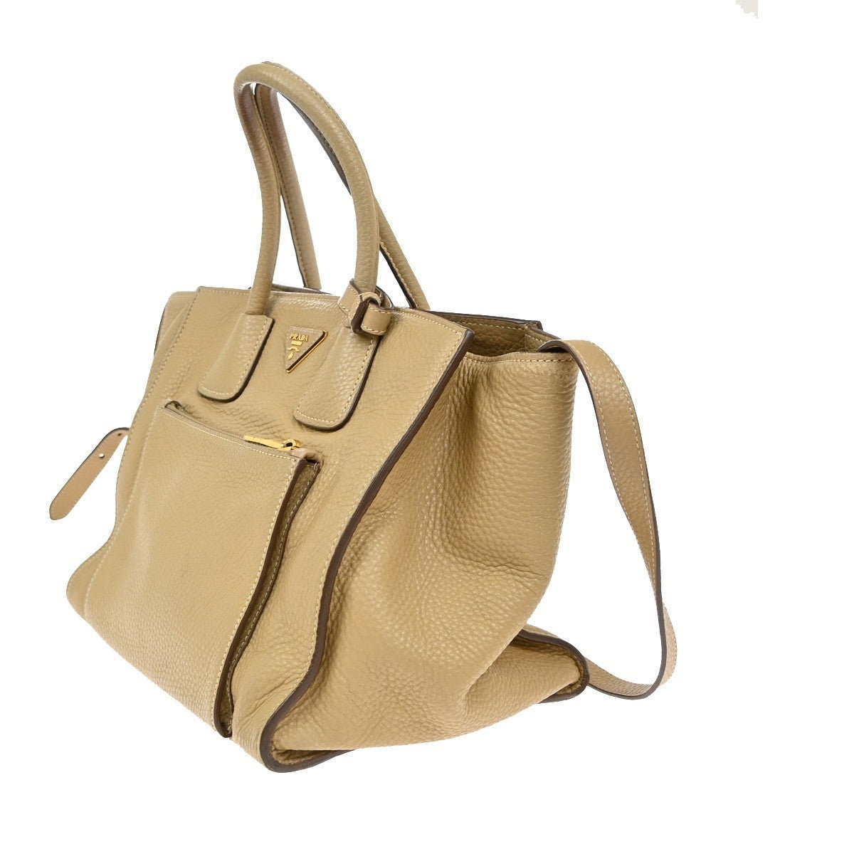 PRADA 2Way Shoulder Hand Tote Bag Vitello Daino Leather Beige GHW Italy 75KP078