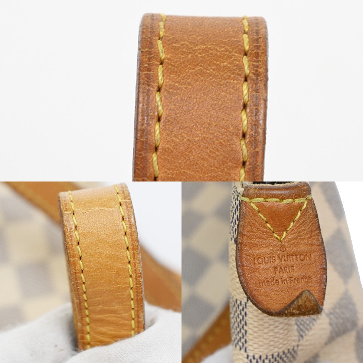 LOUIS VUITTON Totally MM Shoulder Bag Damier Azur Leather White N51262 76ZA274