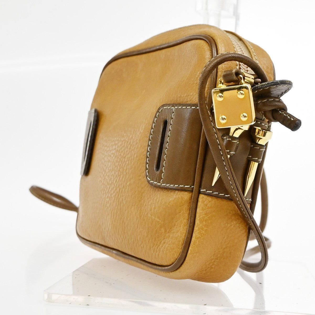 LOEWE Logo Anagram Shoulder Bag Leather Brown GHW Spain 80TA678