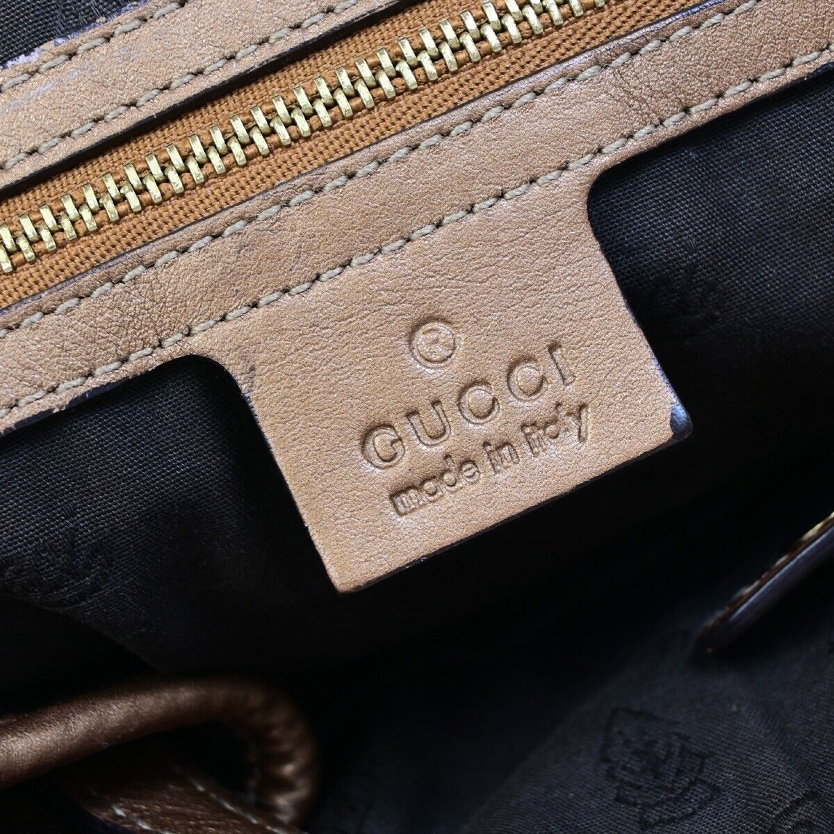 GUCCI GG Guccissima Shoulder Hand Tote Bag Embossing Leather Bronze 65EB943