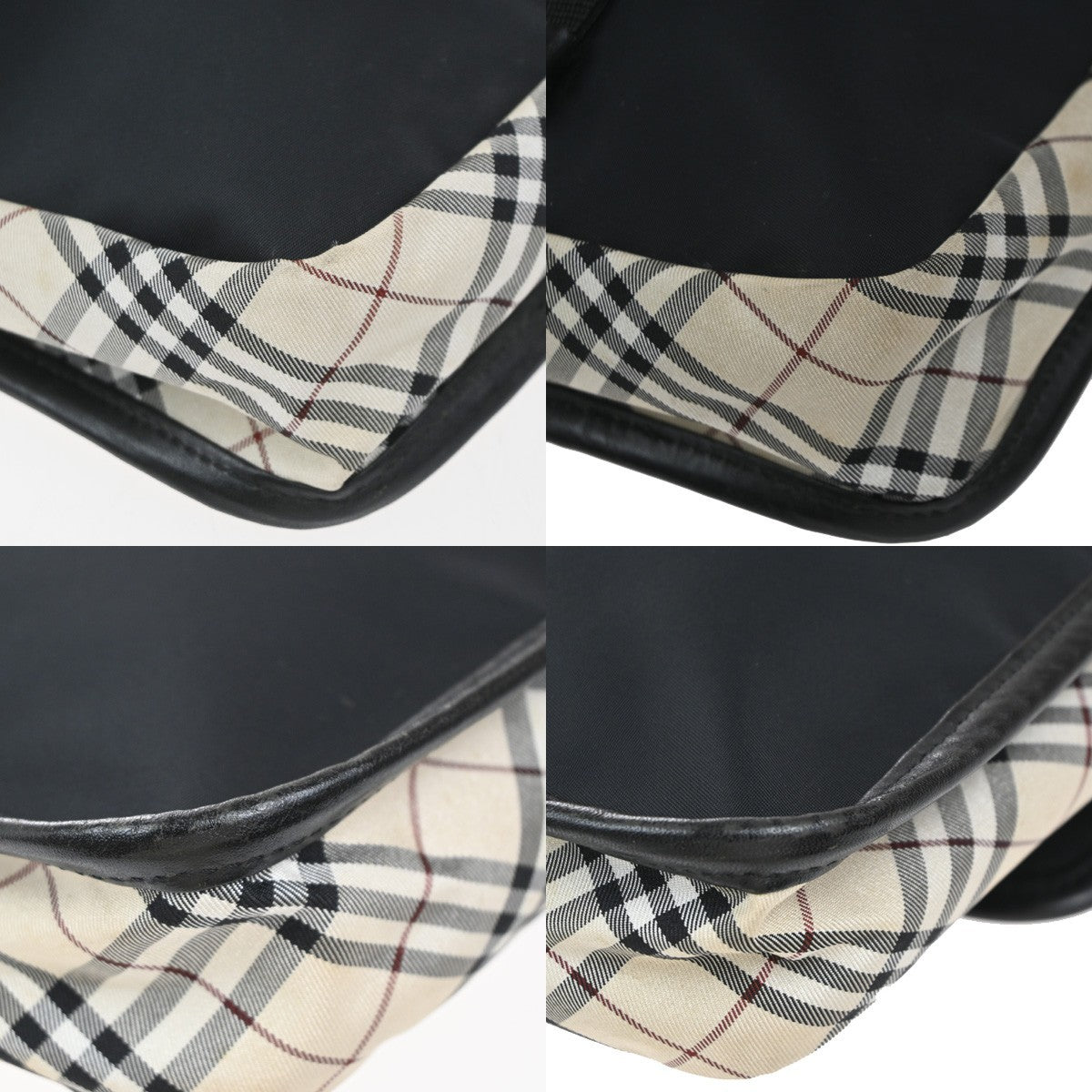 BURBERRY Nova Check Crossbody Mini Shoulder Bag Nylon Leather Black SHW 61KP417