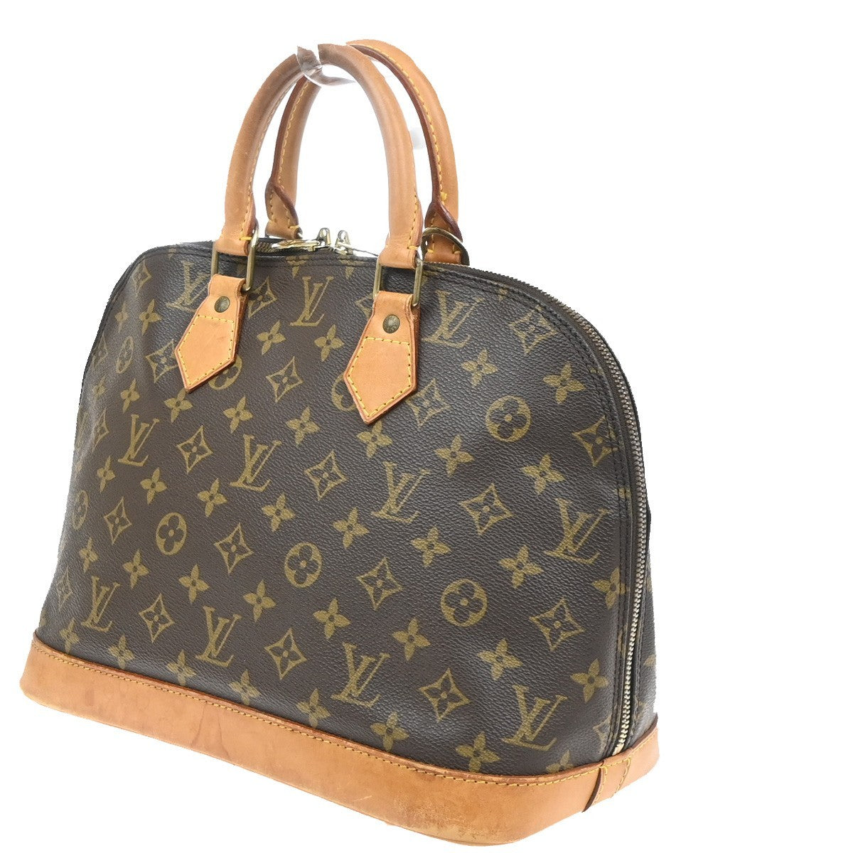LOUIS VUITTON LV Logo Alma Hand Bag Monogram Leather Brown France M51130 82SA136