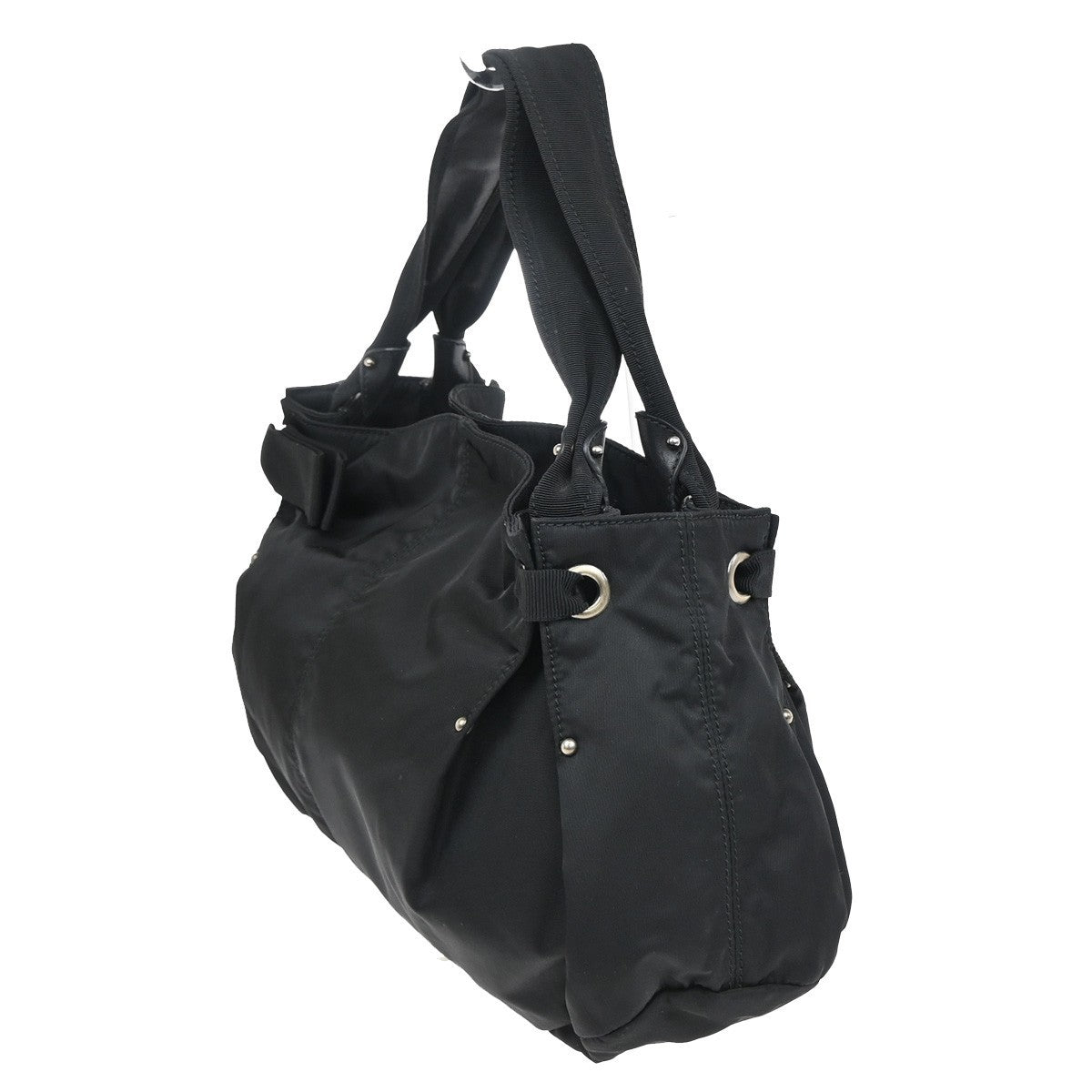 SALVATORE FERRAGAMO Vara Shoulder Hand Bag Nylon Leather Black 68FB974