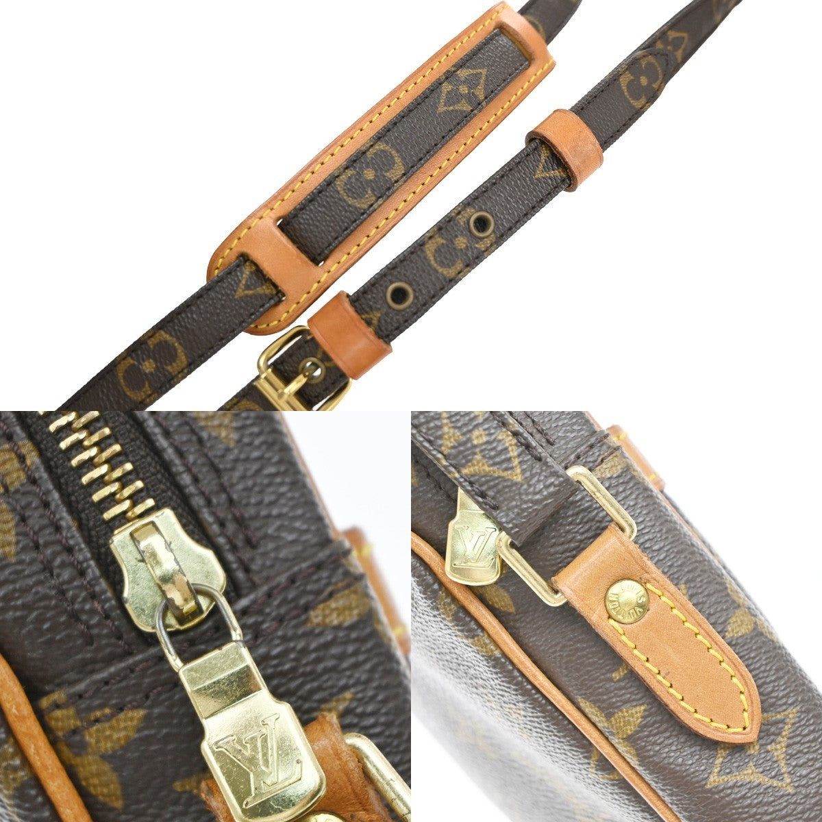 LOUIS VUITTON Danube Shoulder Bag Monogram Leather Brown France M45266 88YJ229