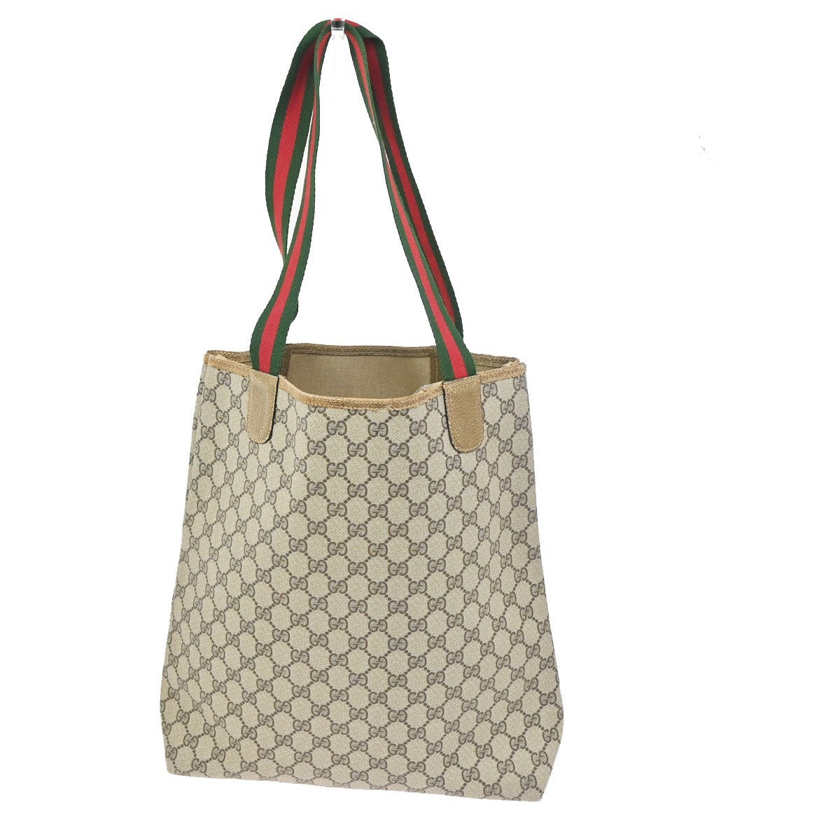 GUCCI GG Pattern Sherry Shoulder Tote Bag PVC Leather Beige Italy 66CA751