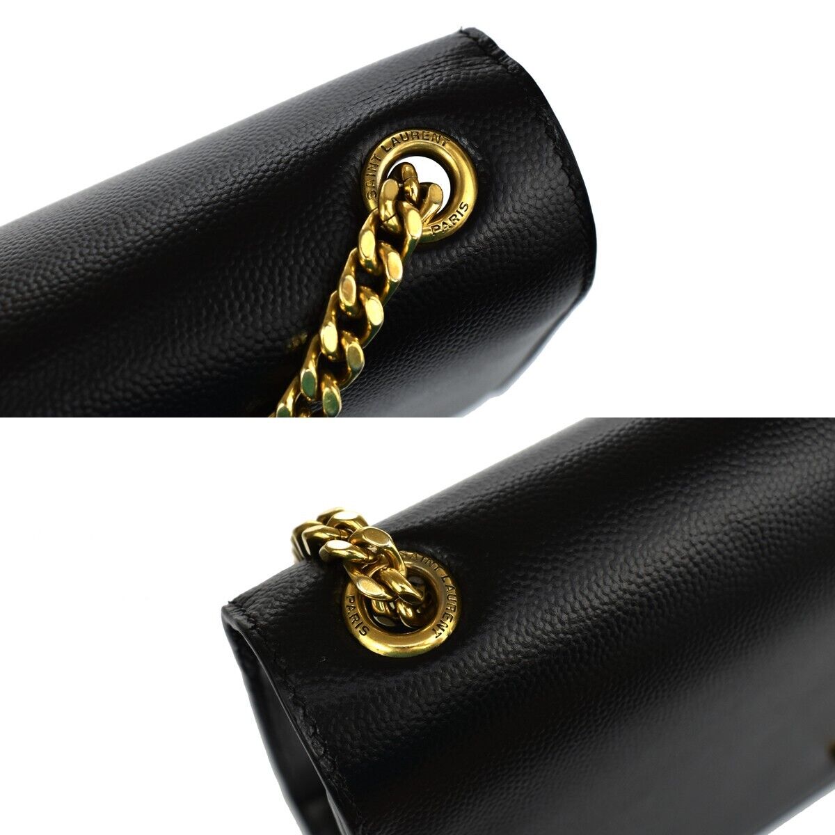 SAINT LAURENT YSL Logo Kate Medium Chain Shoulder Bag Leather Black GHW 689RH460