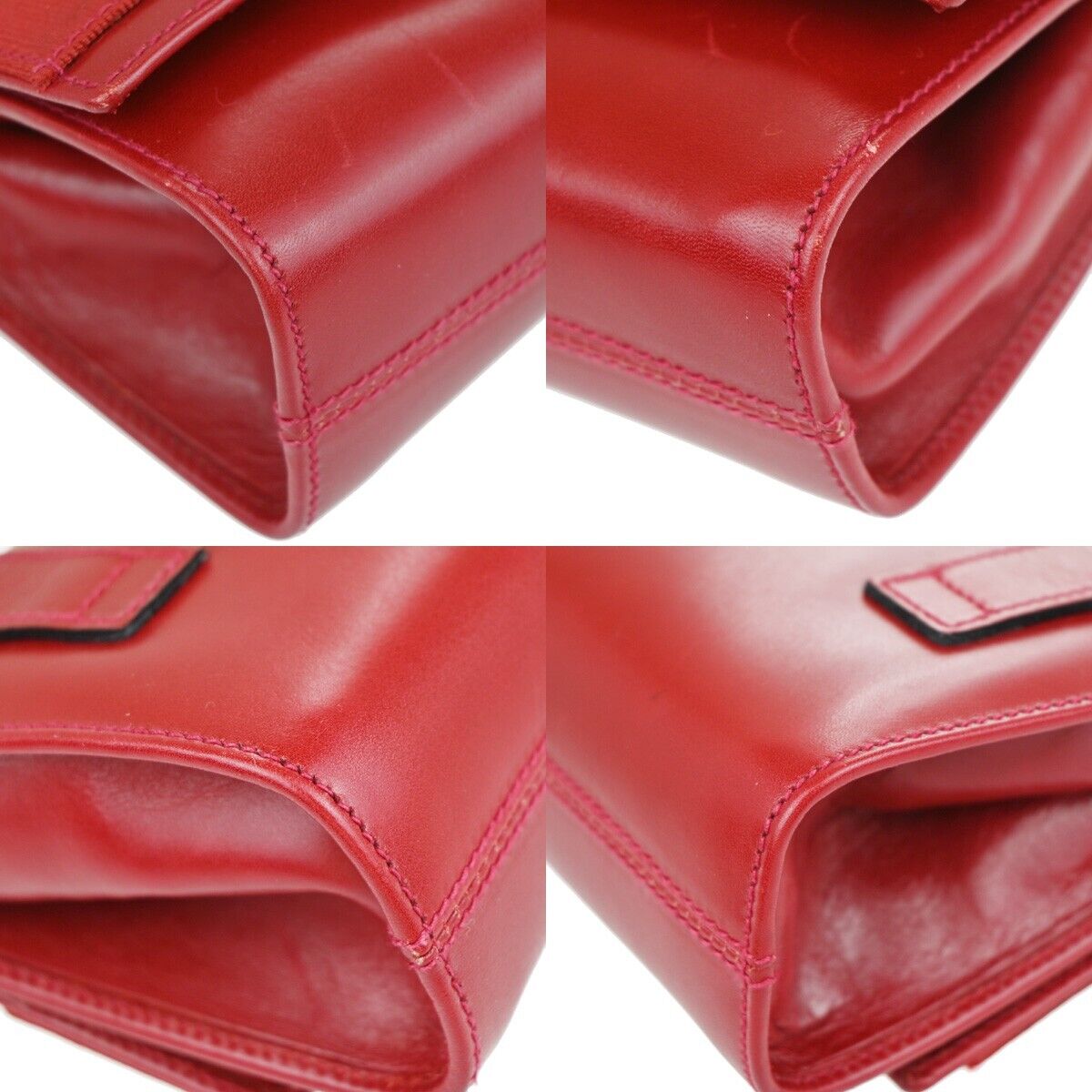 SALVATORE FERRAGAMO Vara 2Way Chain Mini Shoulder Clutch Bag Leather Red 31EA933