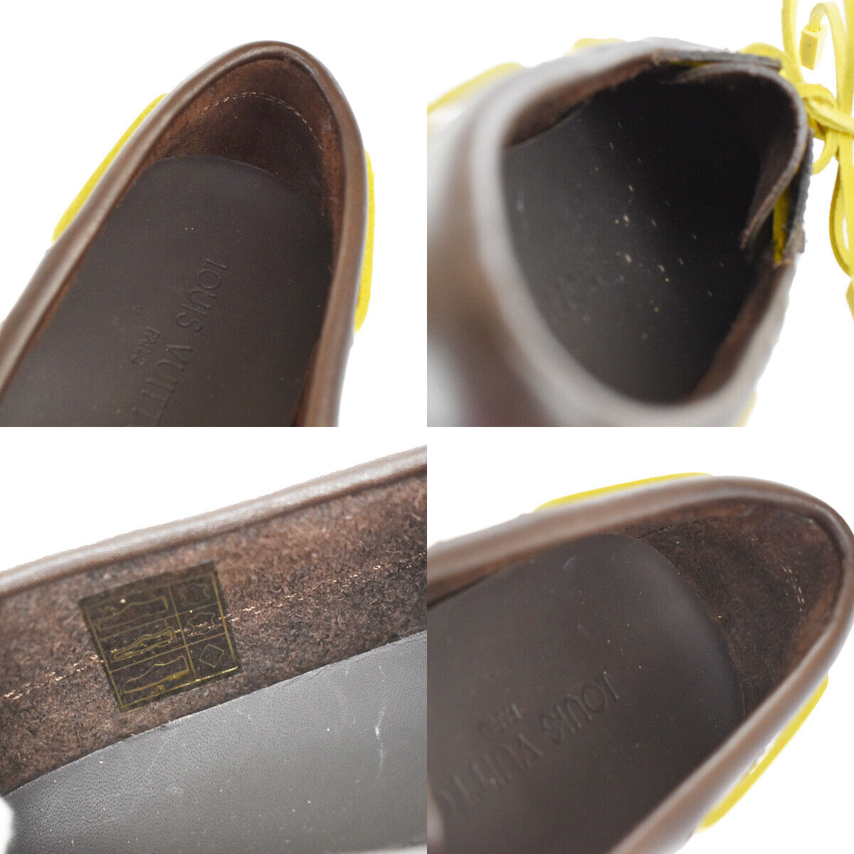 GOOD CONDITION! LOUIS VUITTON Cup Logo Shoes Leather Brown Yellow #37 88ML552