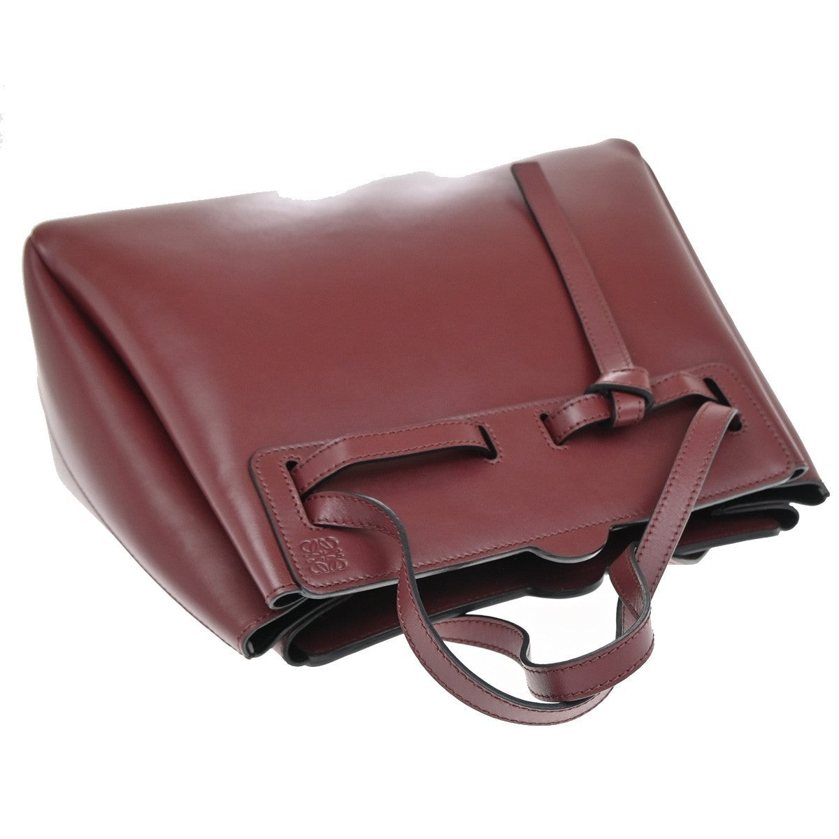 LOEWE Logo Lazo 2Way Shoulder Hand Bag Leather Red Spain 25RF683