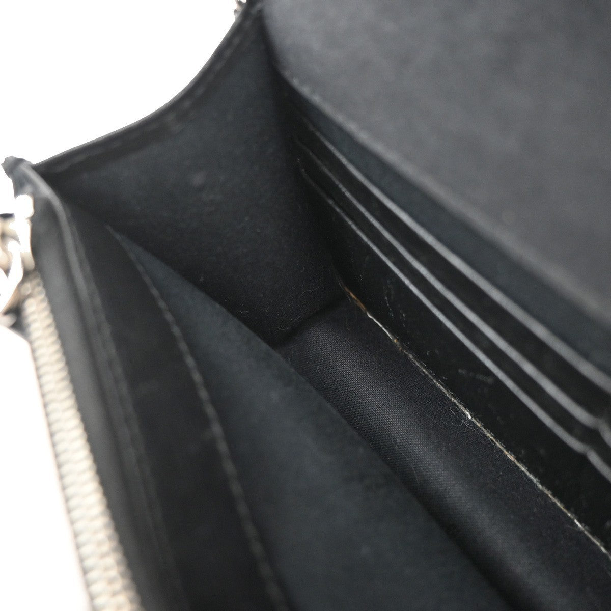 FENDI Karlito Karl Lagerfeld Chain Wallet Shoulder Bag Leather Black 85EG190