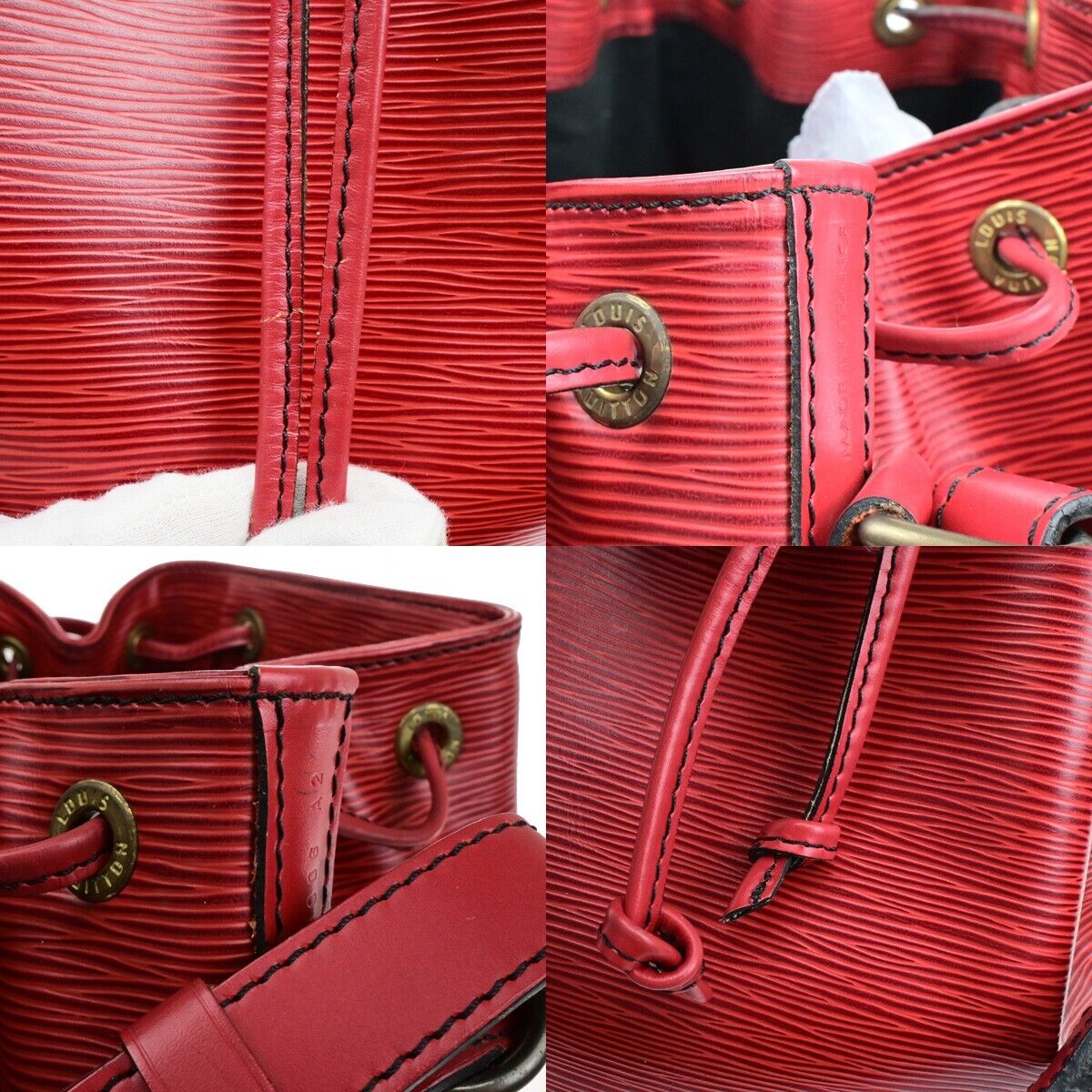 LOUIS VUITTON Petit Noe Drawstring Shoulder Bag Epi Leather Red M44107 87ED460