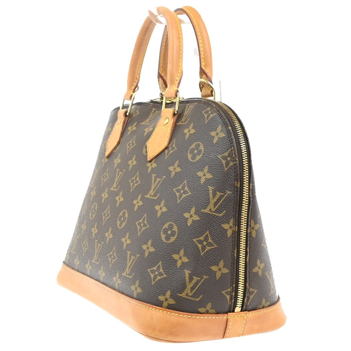 LOUIS VUITTON LV Logo Alma Hand Bag Monogram Leather Brown France M51130 70MA331