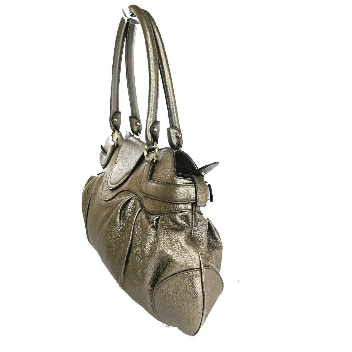 SALVATORE FERRAGAMO Logo Marisa Gancini Shoulder Bag Leather Gray Italy 69SG692