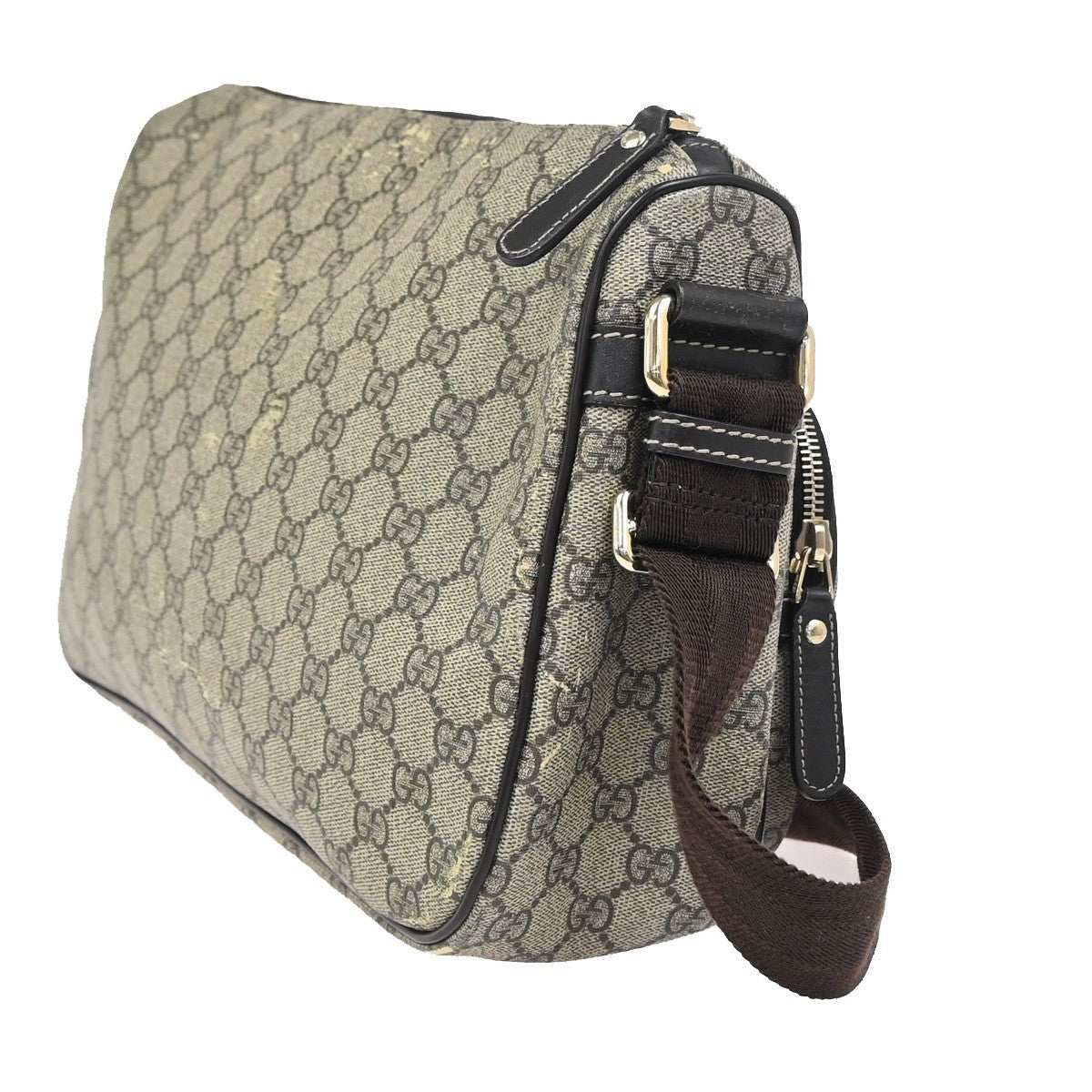 GUCCI GG Pattern Shoulder Messenger Bag Supreme Leather Brown GHW Italy 61KC909