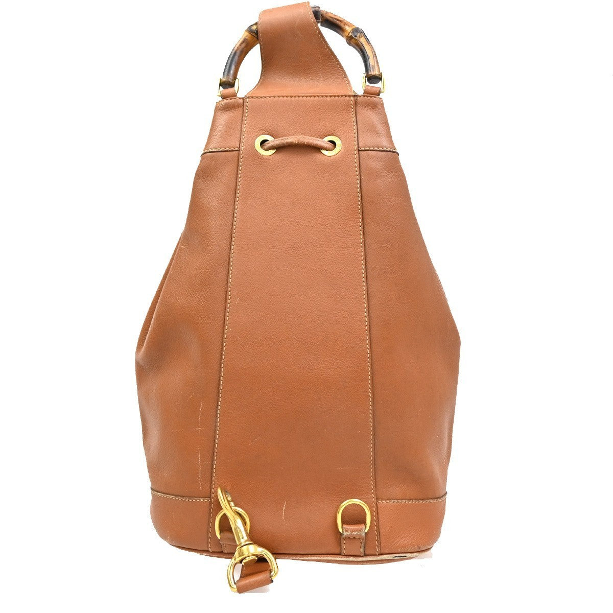 GUCCI Logo Bamboo 2way One Shoulder Body Hand Bag Brown Gold Italy 61EG228