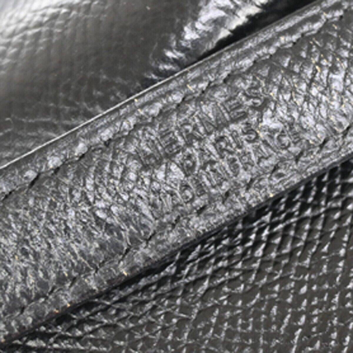 HERMES Bolide 37 2Way Shoulder Hand Bag Epsom Leather Black Yellow 310RC624