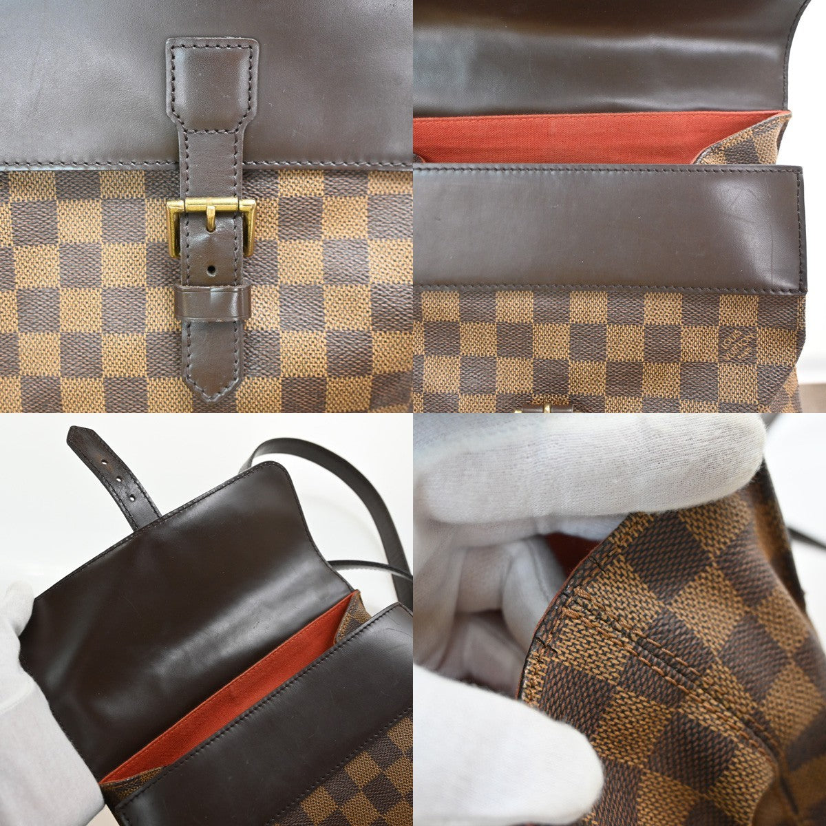 LOUIS VUITTON Logo Soho Backpack Bag Damier Ebene Leather Brown N51132 20SA057