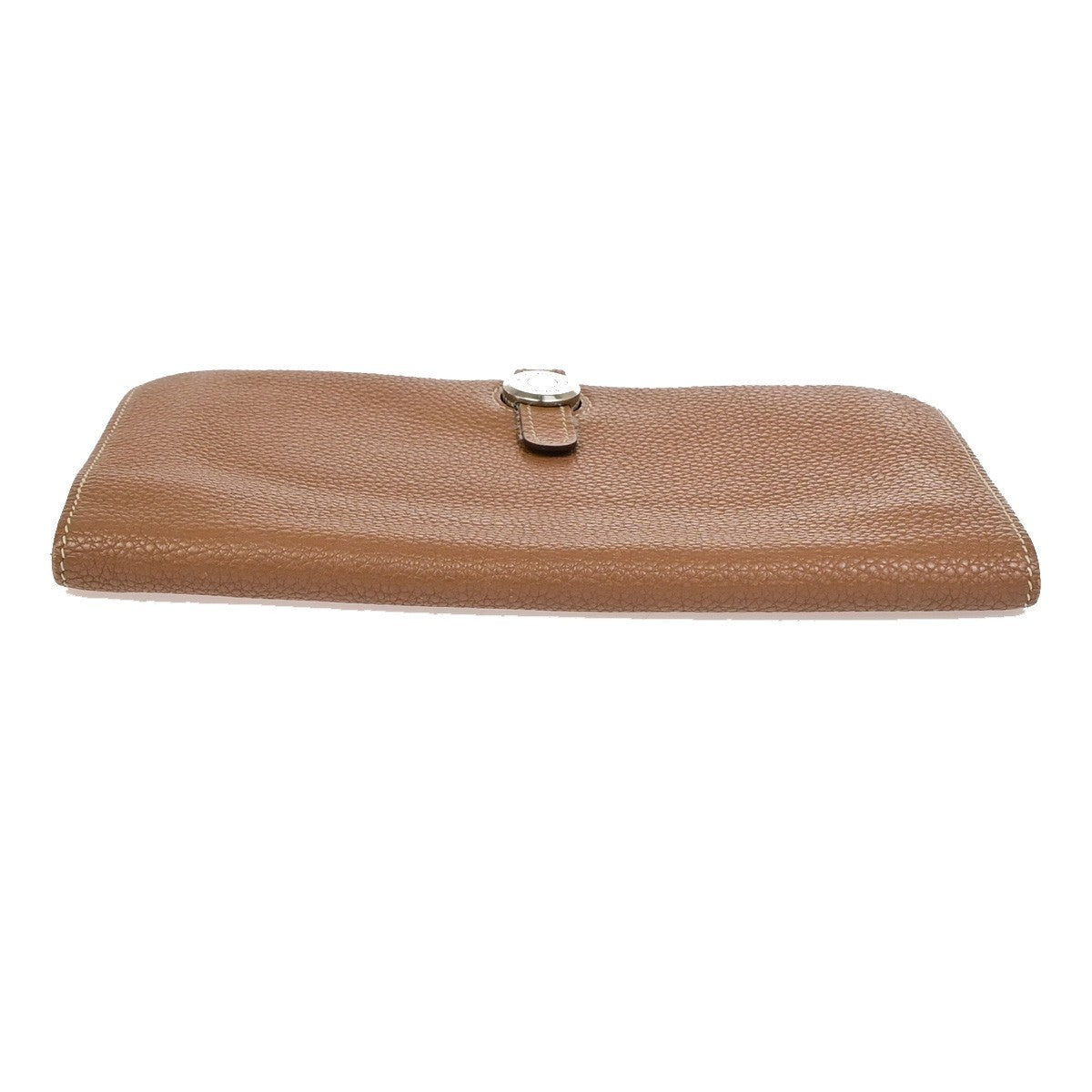 HERMES Logo Dogon GM Long Bifold Wallet Purse Box Calf Leather Brown SHW 84RQ080