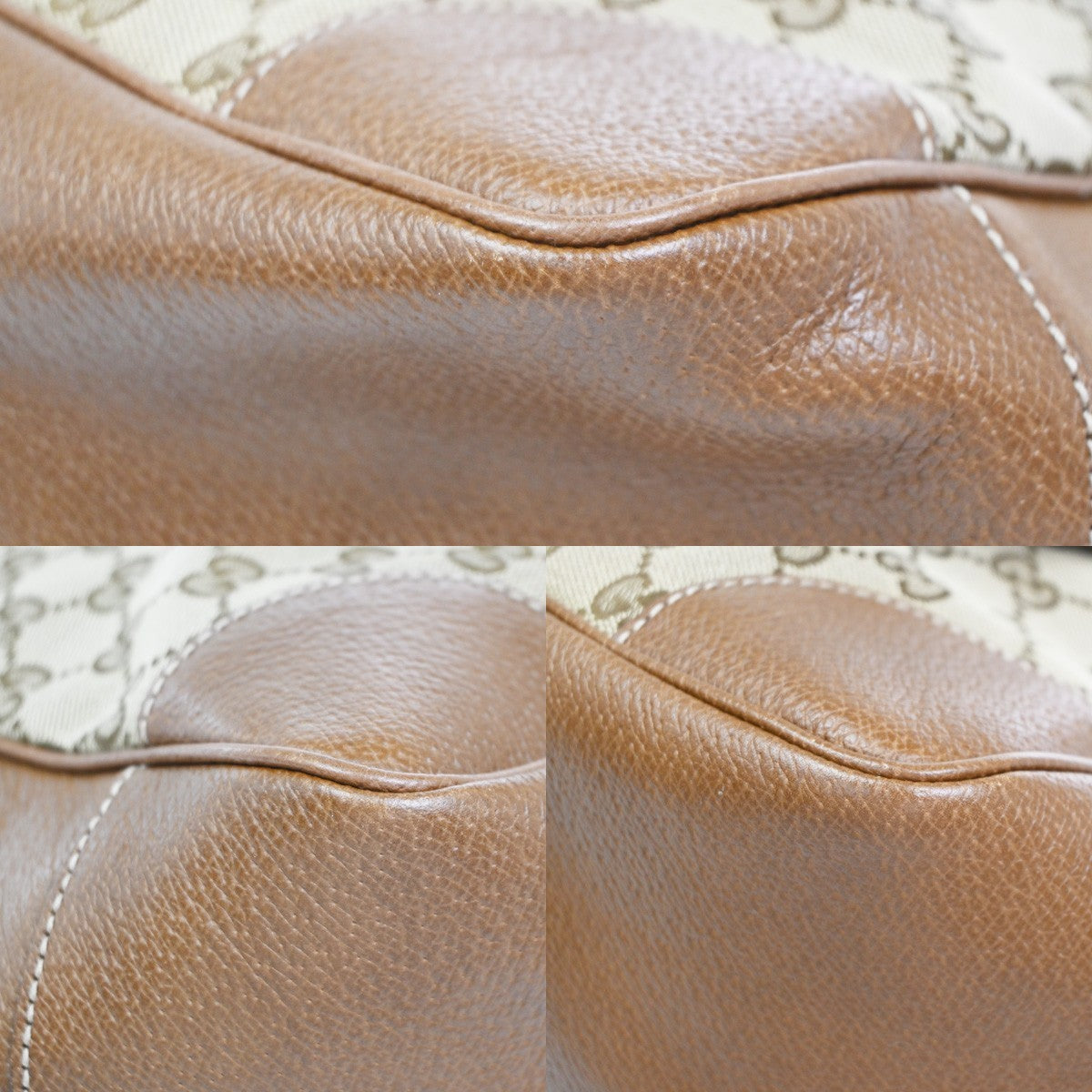 GUCCI GG 2way Shoulder Tote Bag Canvas Leather Beige GHW Italy 32KC351