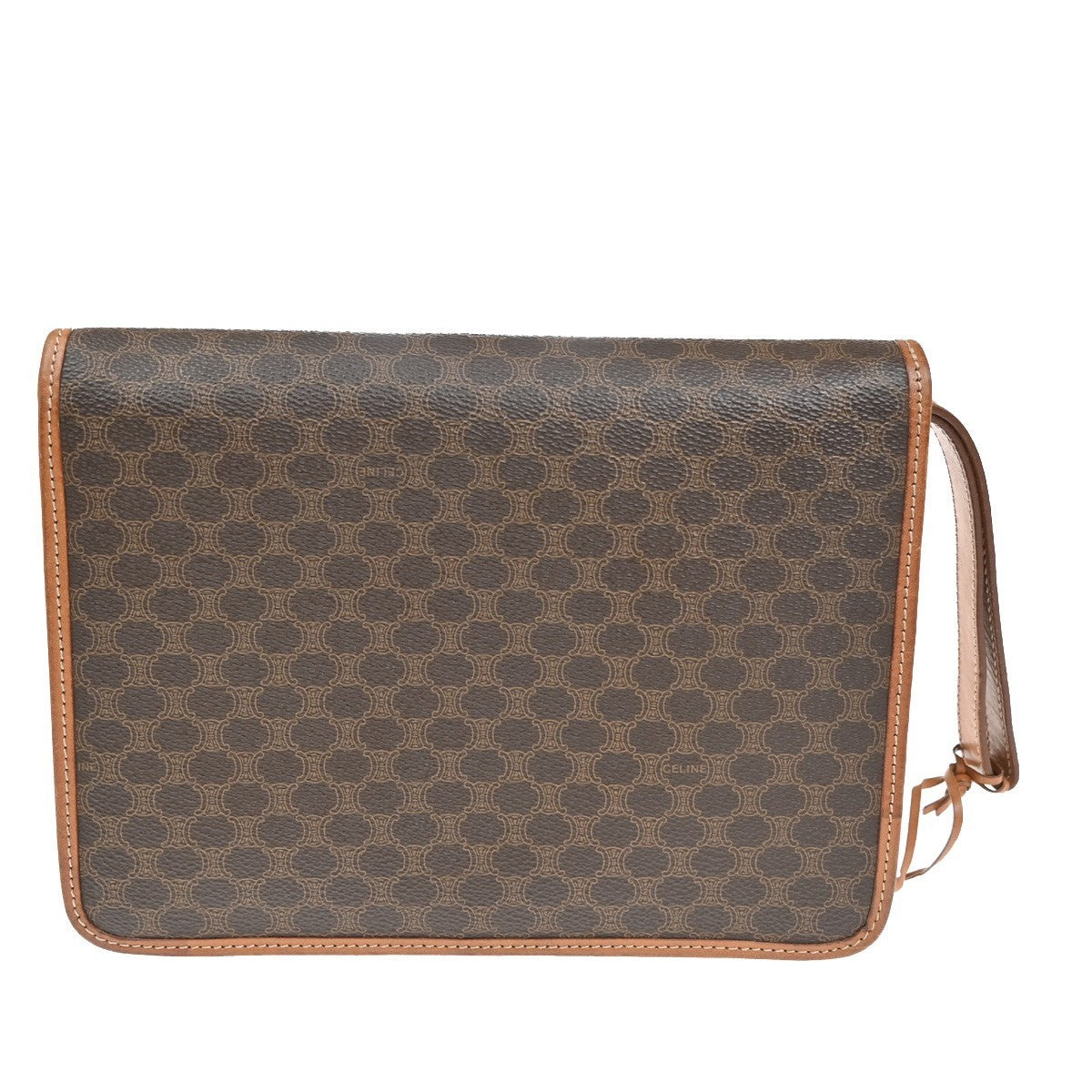 CELINE Logo Macadam Pattern Clutch Hand Bag PVC Leather Brown GHW Italy 60TA330