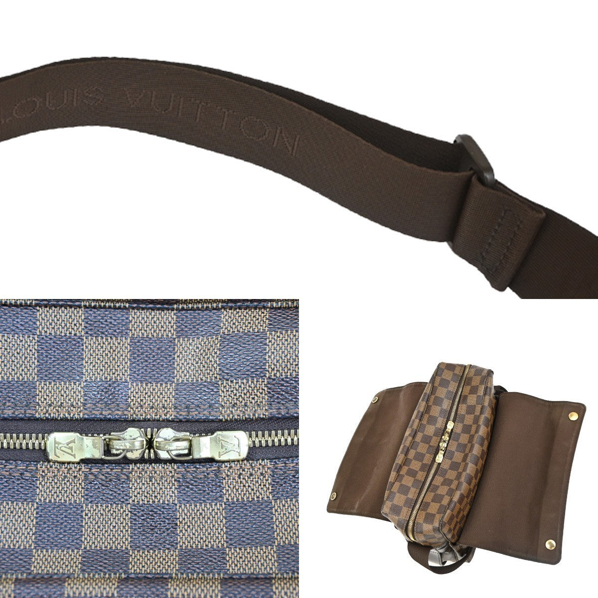 LOUIS VUITTON Naviglio Shoulder Bag Damier Ebene Leather Brown N45255 78PA115