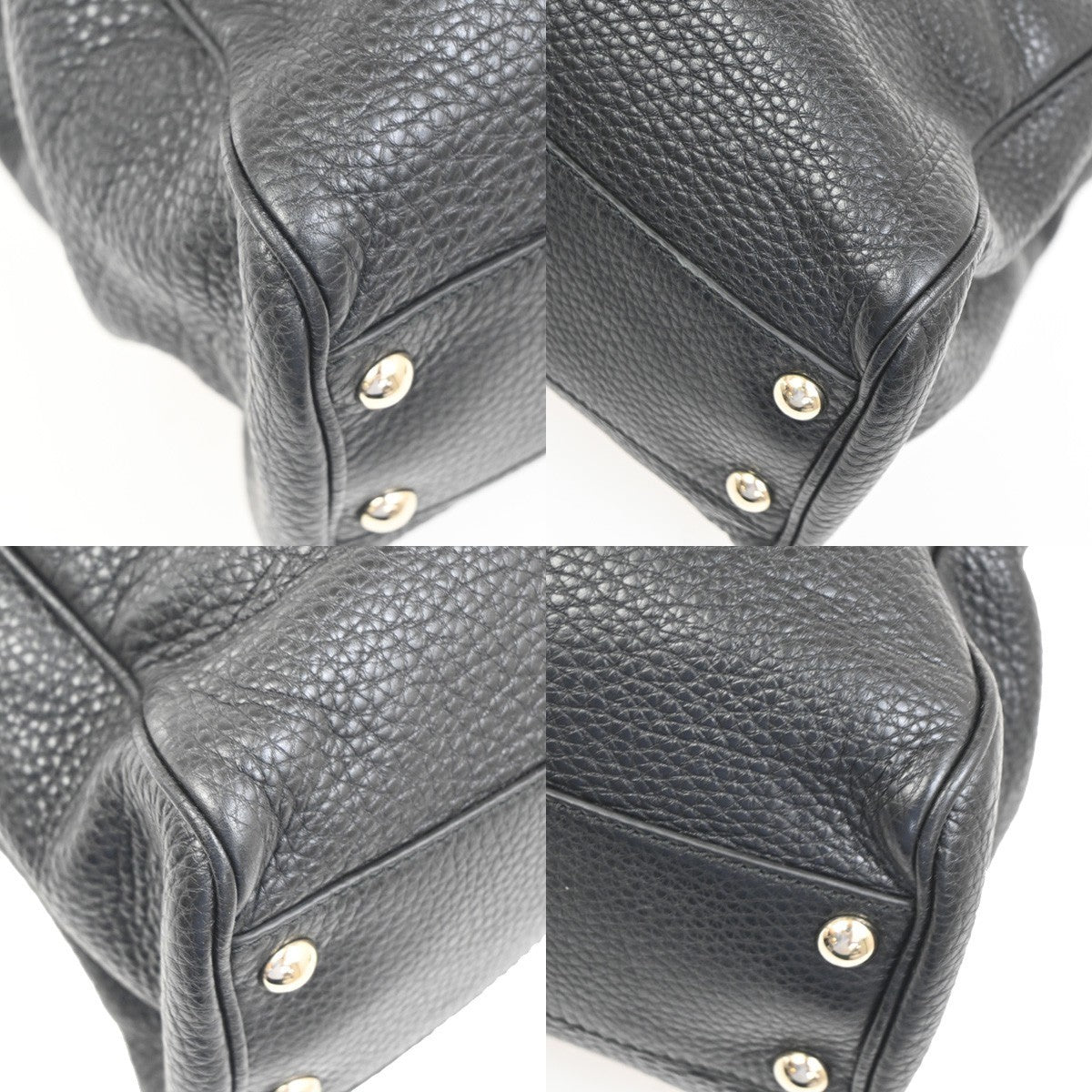 GUCCI Bamboo Shopper Tote 2Way Shouledr Handbag Leather Black GHW 18CA418
