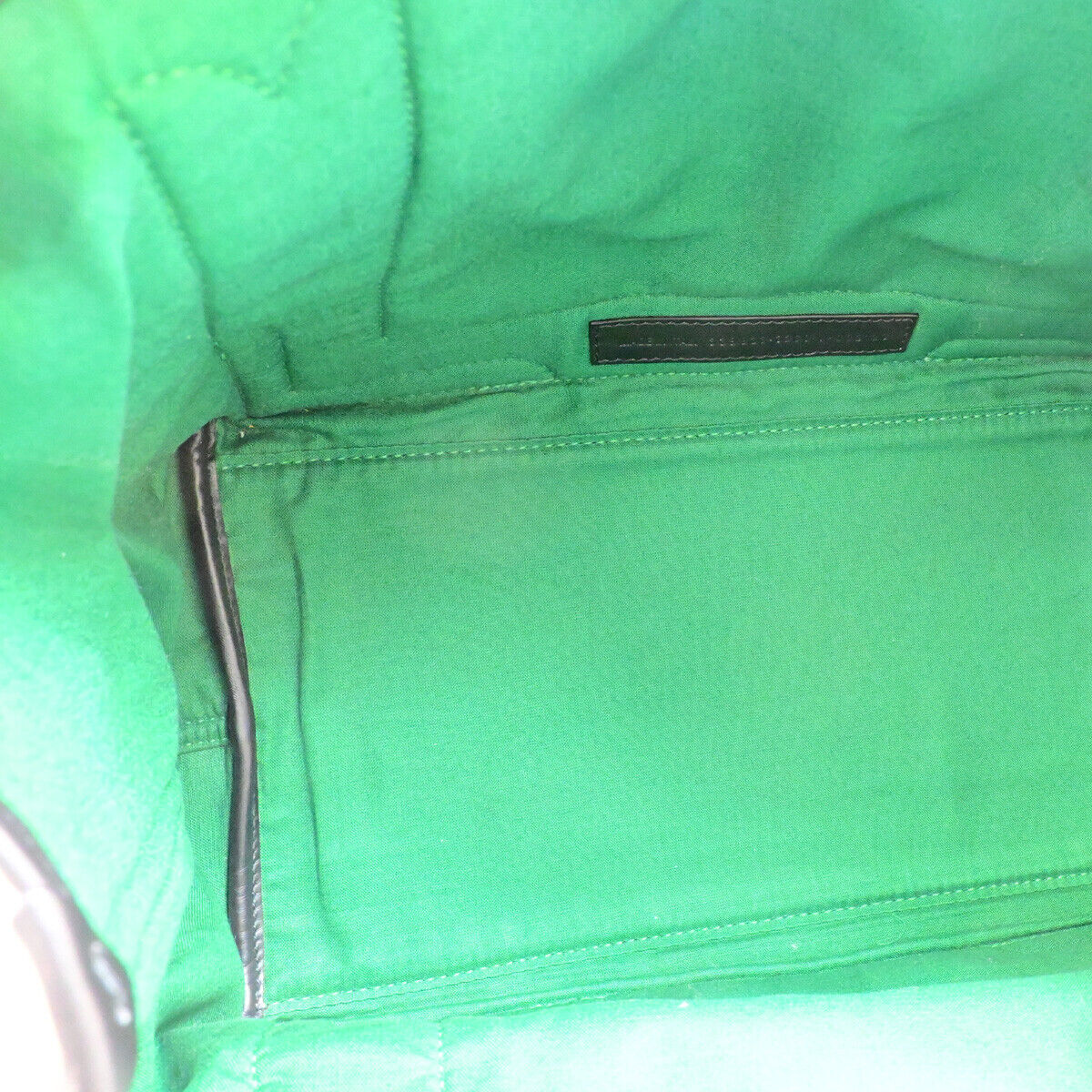BALENCIAGA Navy Cabas S Hand Tote Bag Check Wool Leatehr Green Black 34RK296