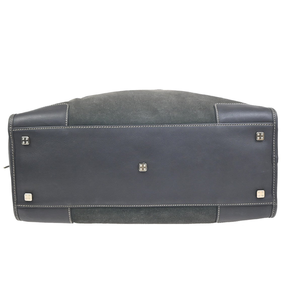 LOEWE Anagram Amazona Boston Hand Bag Suede Leather Dark Gray Spain 83KC758