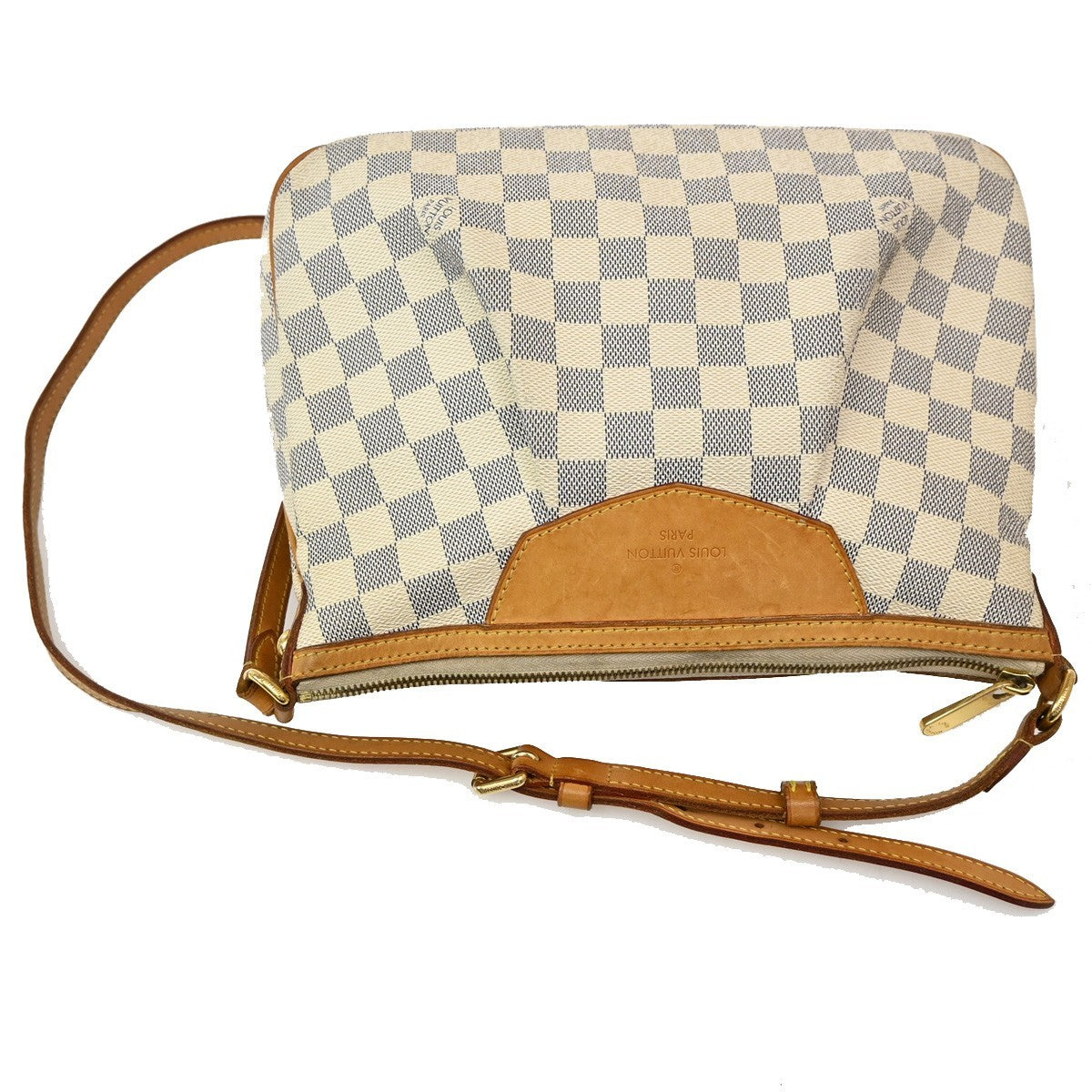 LOUIS VUITTON Siracusa PM Shoulder Bag Damier Azur Leather White N41113 16KB689