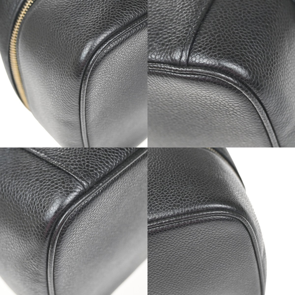 CHANEL CC Logo Vanity Hand Bag Grained Calfskin Leather Black GHW VTG 18RQ016