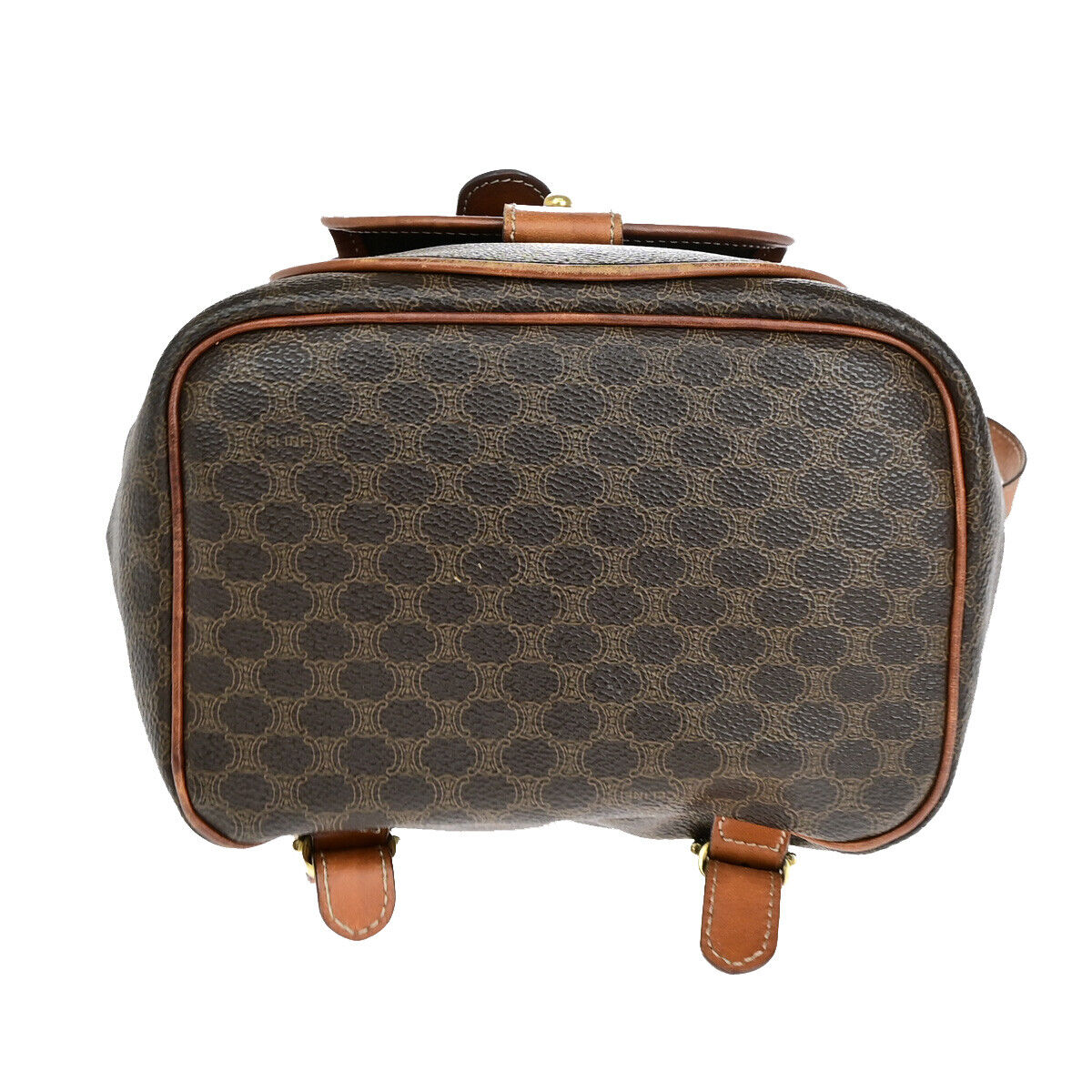 CELINE Logo Macadam Pattern Backpack Bag PVC Leather Brown GHW Italy 34YF572