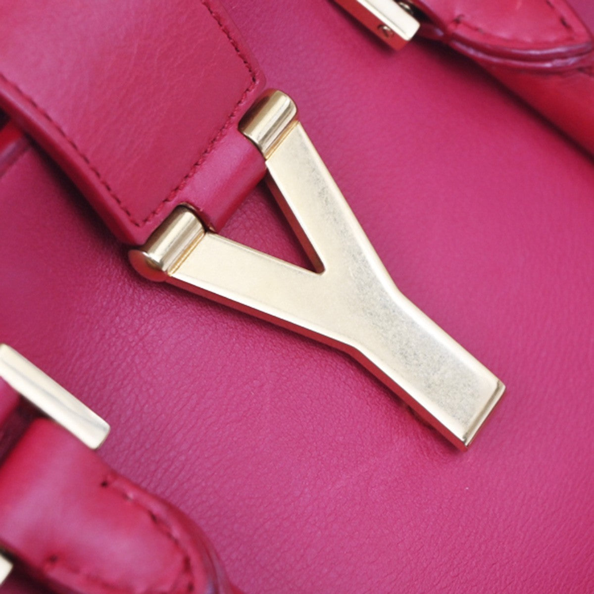 SAINT LAURENT Petit Cabas Y Line 2way Shoulder Hand Bag Leather RD Italy 76KC999
